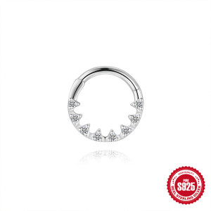 Boucles D'Oreilles En Moissanite Pour Femme, Série Simple Classic Circle, Plaquées Platine S925. h5 
