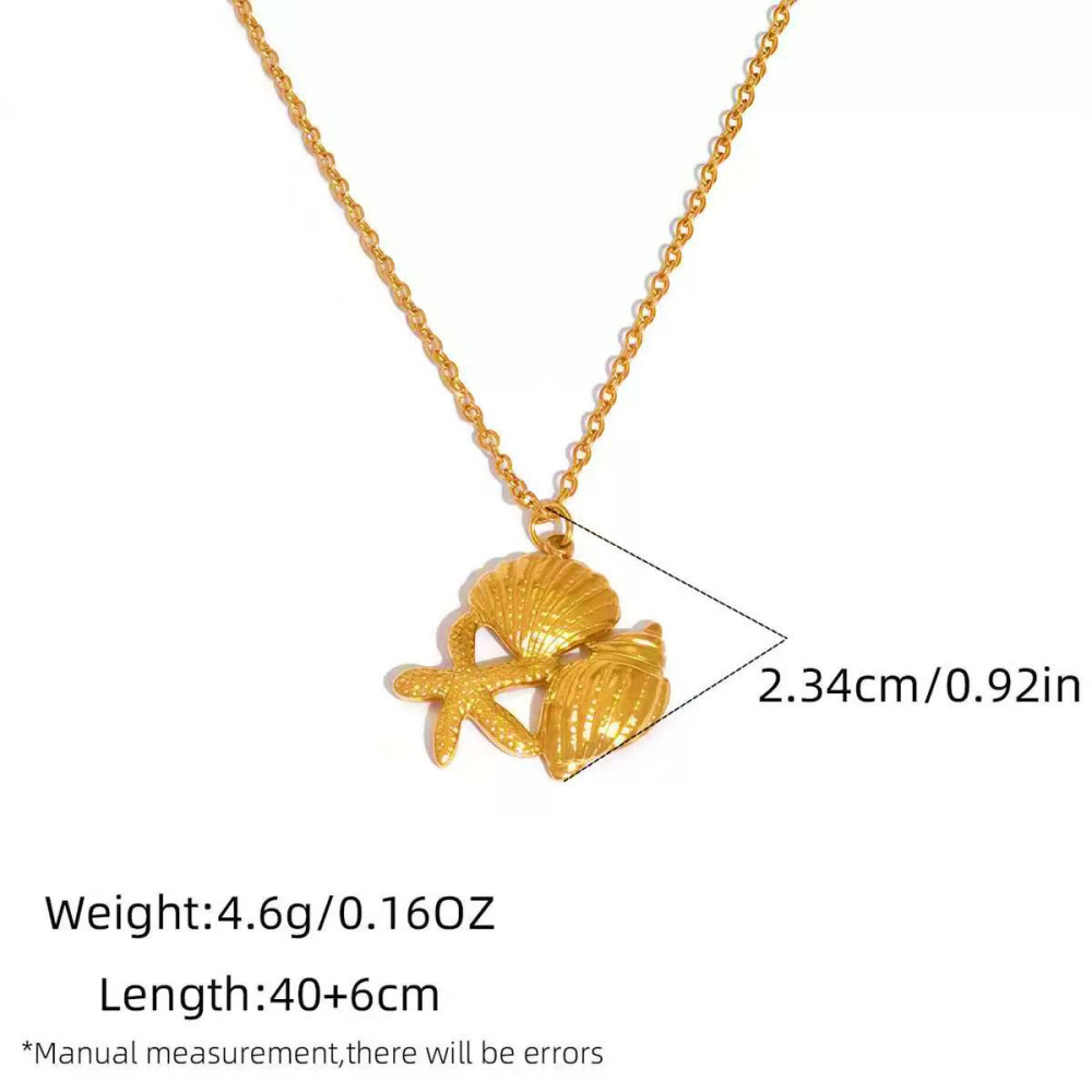 Collier Unisexe Simple Series Daily Shell Starfish En Acier Inoxydable Étanche Couleur Or
