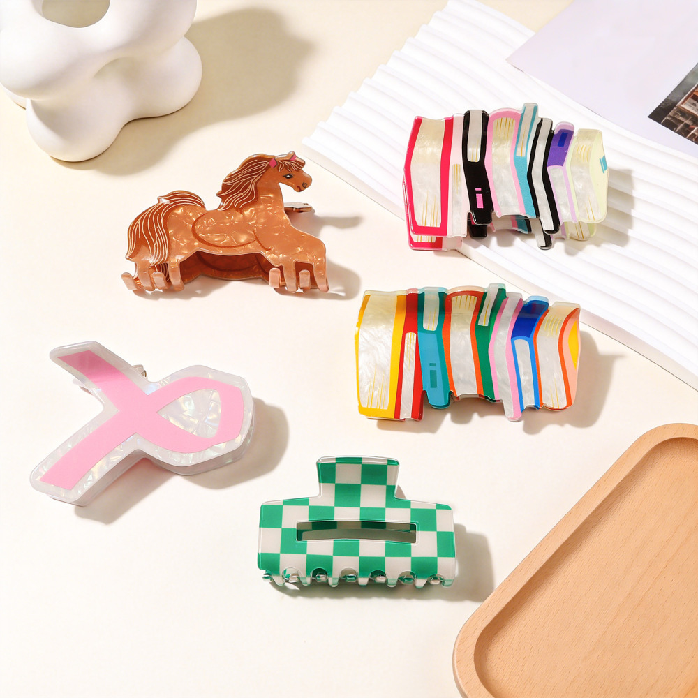 Griffes À Cheveux Unisexes En Pvc, Motif Animaux Mignons Et Couleurs Assorties, Série Simple Image2