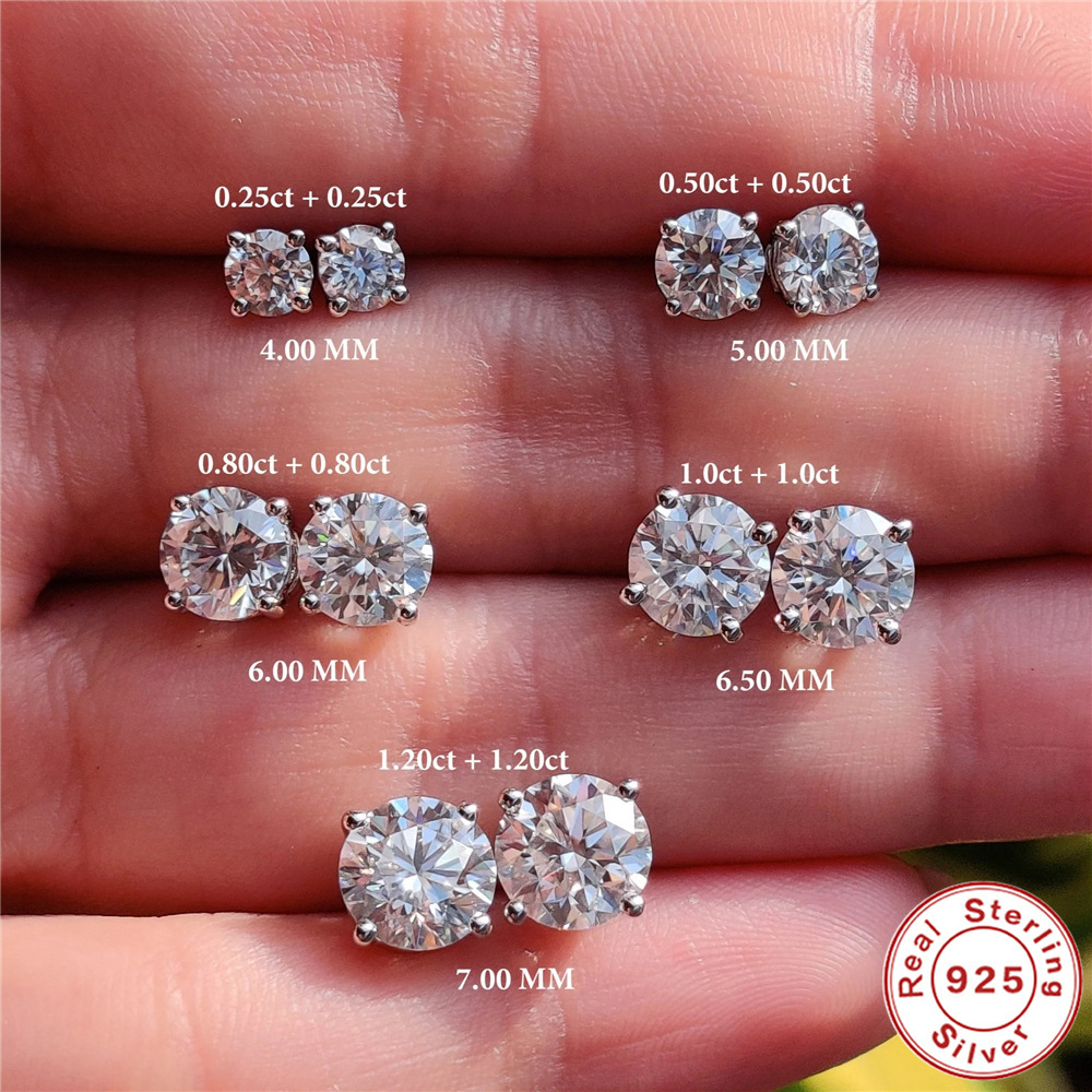 Boucles D'Oreilles En Moissanite S925 Plaqué Platine, Forme Géométrique Classique, Collection Simple Series Image2