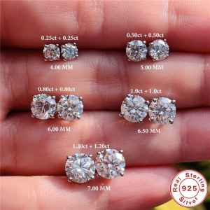 Boucles D'Oreilles En Moissanite S925 Plaqué Platine, Forme Géométrique Classique, Collection Simple Series h5 Image2
