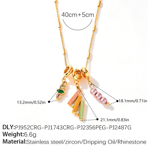 Colliers Pendentifs Pour Femmes En Acier Inoxydable Étanche, Couleur Or, Ornés De Strass h5 