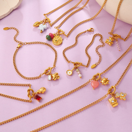 Ensembles de bijoux pour femmes en acier inoxydable, couleur or, simples, doux et irréguliers, en forme de cœur, d'animal et de soleil.