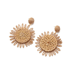 Boucles D'Oreilles Pendantes En Raphia Sweet Flower Pour Femme, Collection Romantique h5 Image5