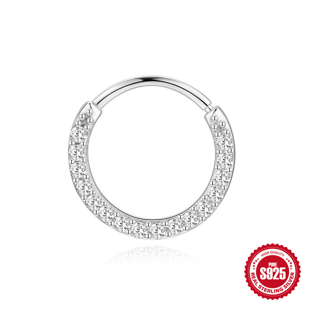 Boucles D'Oreilles En Moissanite S925 Plaqué Platine, Style Rétro, Couleur Unie, Pour Femmes, Collection Simple Series.