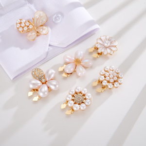 Boutons De Manchette Simple Series Daily Flower En Alliage Et Perles Artificielles h5 Image3