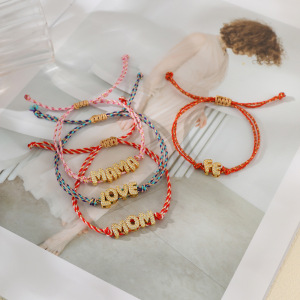 Bracelets Tressés Décontractés En Cuivre Avec Lettres Et Zircon Pour Femmes h5 Image3