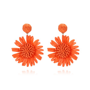 Boucles D'Oreilles Pendantes En Raphia Sweet Flower Pour Femme, Collection Romantique h5