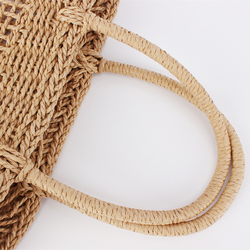 Sac Carré Femme En Raphia Tissé Uni Style Vacances h5Image3