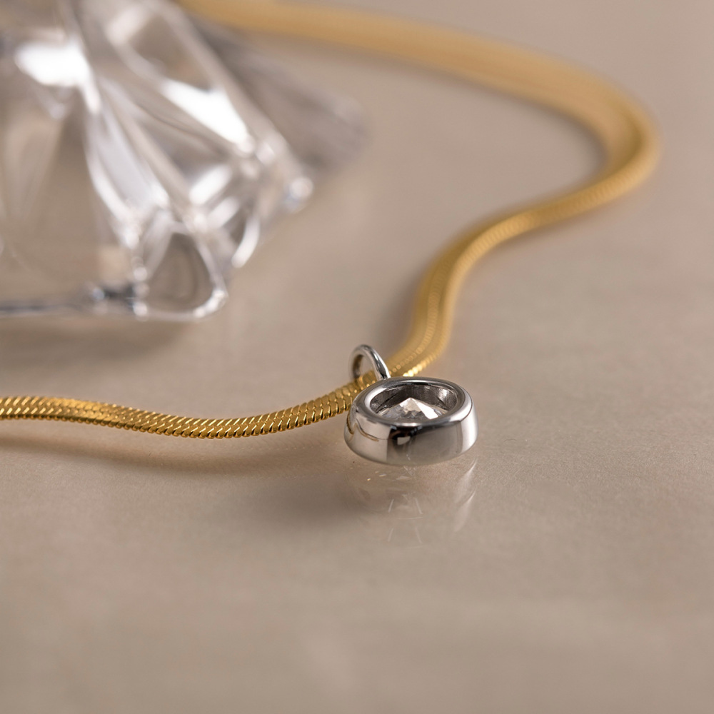 Colliers Pendentifs Pour Femmes En Acier Inoxydable, Étanches, Couleur Or, Avec Zircon Et Motif Goutte Simple Image3