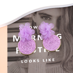 Boucles D'Oreilles Pendantes En Raphia Sweet Flower Pour Femme, Collection Romantique h5 Image3