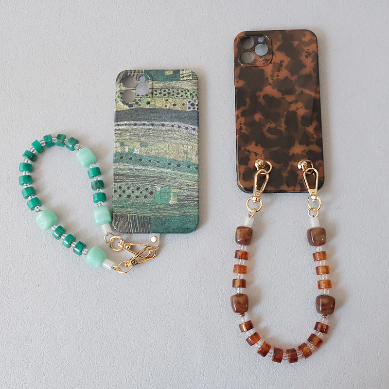 Chaîne De Téléphone En Acrylique Multicolore Avec Perles Quotidiennes De La Série Simple h5Image2