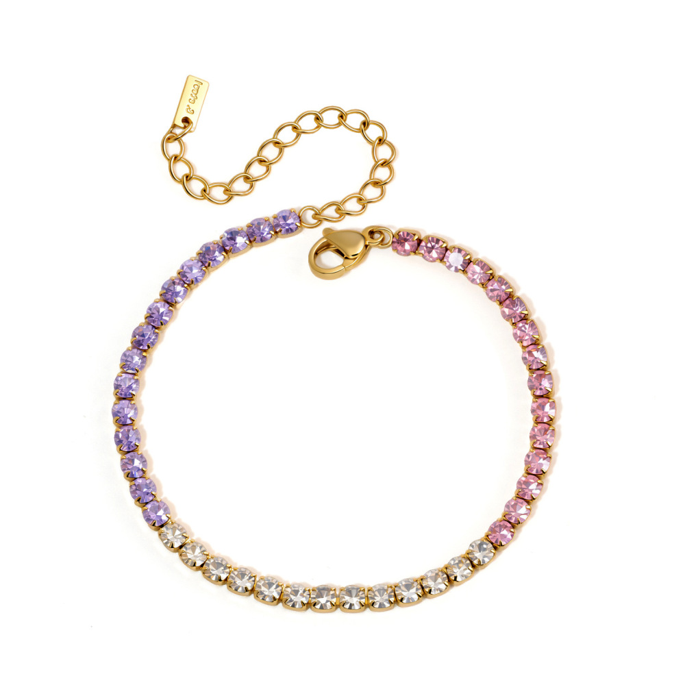 Bracelet Chaîne Simple En Acier Inoxydable Étanche Couleur Or Avec Zircon Pour Femme Image5