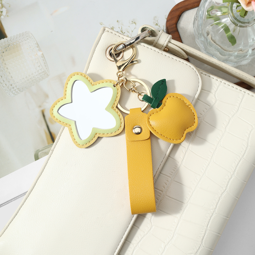 Porte-Clés En Cuir Uni, Motif Floral Et Fruit, Collection Quotidienne Simple Series Image5