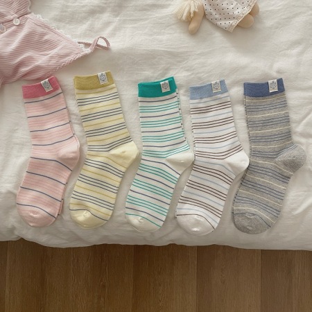 Chaussettes mi-mollet à rayures basiques Slight Bounce