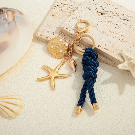 Porte-clés en alliage Simple Series Daily Twist style océanique étoile de mer 2