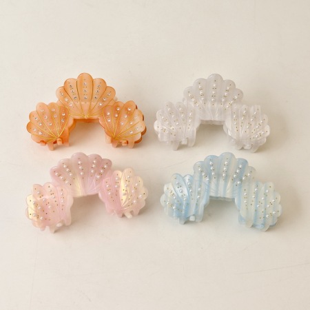 Pinces à cheveux en acétate de perles artificielles, couleur unie style océanique, série Simple, dégradé de couleurs 2