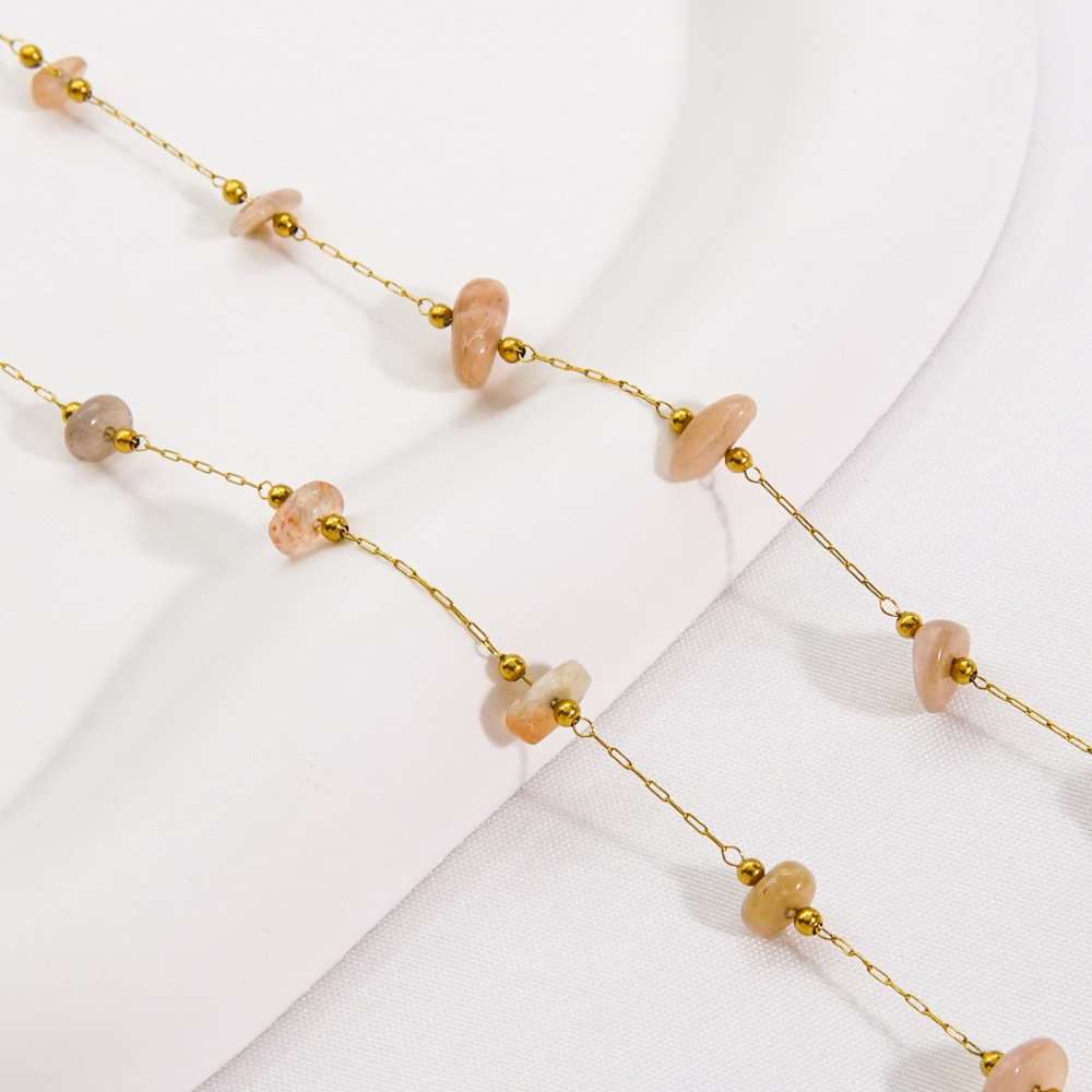 Chaîne Simple À Faire Soi-Même En Acier Inoxydable, Étanche, Couleur Or, Avec Pierre Naturelle, Cordon Pour Bijoux h5Image5