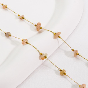 Chaîne Simple À Faire Soi-Même En Acier Inoxydable, Étanche, Couleur Or, Avec Pierre Naturelle, Cordon Pour Bijoux h5 Image5