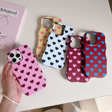 Coque de téléphone premium colorée plein écran en forme de petit cœur givrée
