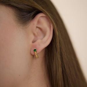 Boucles D'Oreilles Créoles Simples En Acier Inoxydable, Étanches, Couleur Or, Avec Zircon. h5 Image3