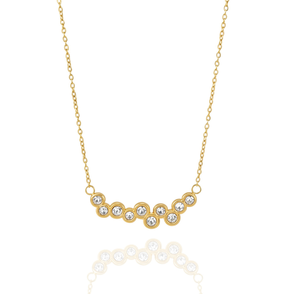 Colliers Pendentifs Pour Femmes En Acier Inoxydable, Couleur Or, Avec Zircon Et Forme Un Cercle Simple Image4