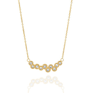 Colliers Pendentifs Pour Femmes En Acier Inoxydable, Couleur Or, Avec Zircon Et Forme Un Cercle Simple h5 Image4
