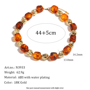 Colliers De Perles Pour Femmes, Collection Simple Series, Style Rétro, Formes Irrégulières, En Résine Couleur Or h5 