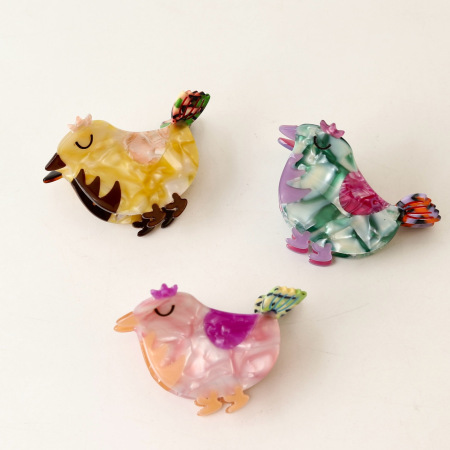 Griffes en acétate à motif léopard et oiseau mignon, dégradé de couleurs, collection Simple Series 2
