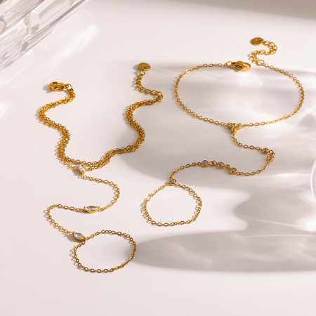 Chaîne élégante en acier inoxydable étanche couleur or avec zircon pour femme