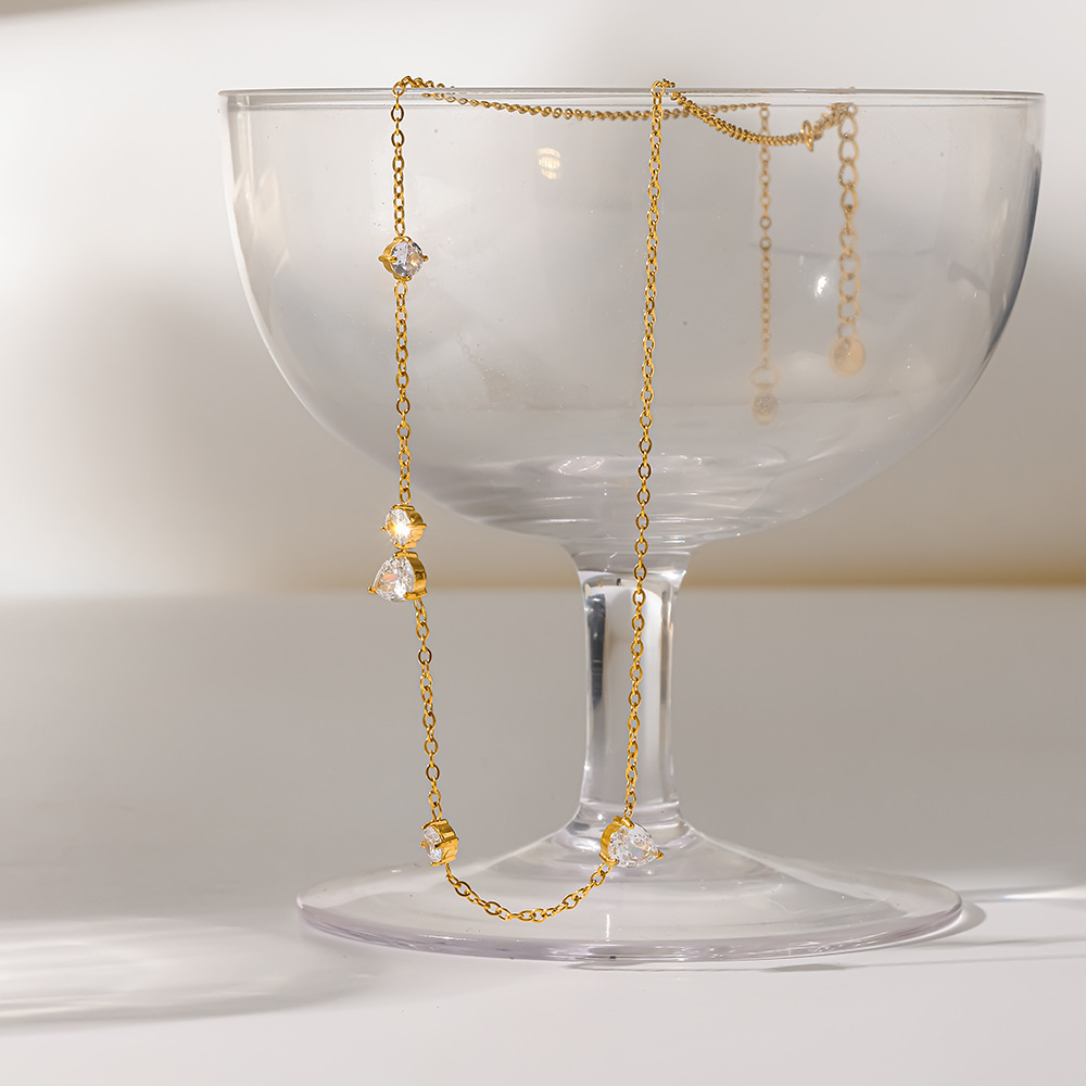 Colliers Pendentifs Pour Femmes, Luxueux Et Simples, En Forme De Goutte Géométrique, En Acier Inoxydable Étanche, Couleur Or, Avec Zircon. h5Image4