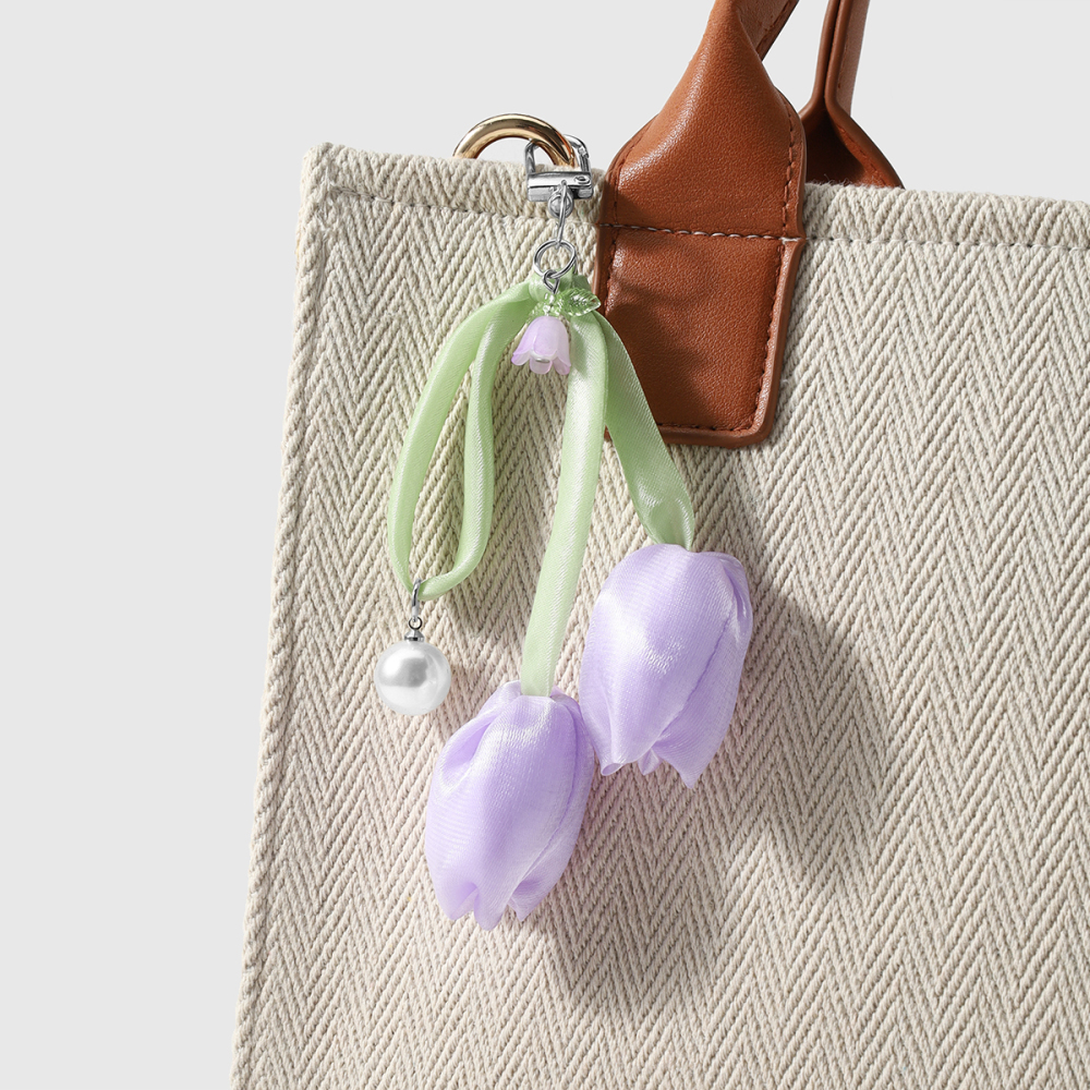 Breloques De Sac En Polyester De Couleur Assortie, Collection Daily Flower Twist De La Série Simple Image6