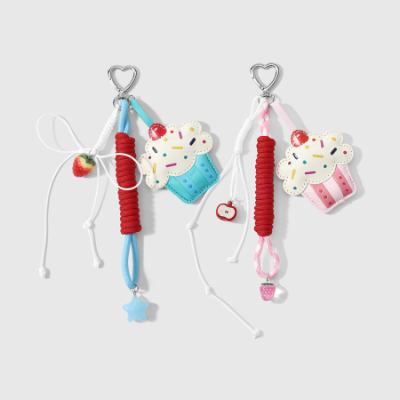 Porte-clés en cuir pour femmes, motif dessin animé quotidien, série Simple