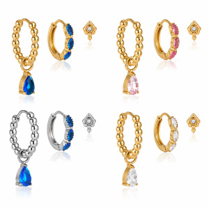 Boucles D'Oreilles Pour Femmes En Acier Inoxydable Imperméable Avec Zircon Et Motif Goutte D'Eau h5 Image4