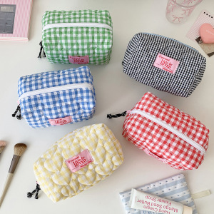 Trousses À Maquillage Simple Series Sweet Heart Plaid En Polyester Multicolores h5 Image3