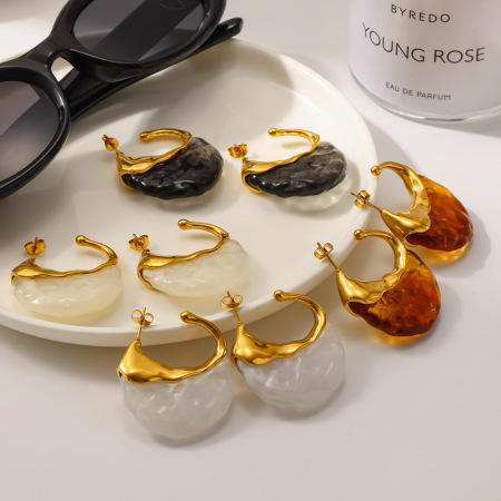 Boucles d'oreilles puces pour femmes, style rétro géométrique, en acier inoxydable, couleur or, étanches, collection classique