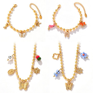 Ensembles De Bijoux Pour Femmes Simple Series Daily Flower Devil'S Eye Heart En Acier Inoxydable Étanche Couleur Or h5 Image5