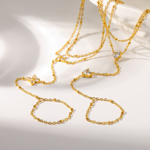 Chaîne De Poignet Pour Femme, Élégante, En Acier Inoxydable, Couleur Or, Avec Zircon Et Fleur En Forme De Cœur, Collection Romantique h5 Image3