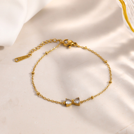 Bracelet chaîne femme Simple Series Casual Heart Shell en acier inoxydable étanche couleur or et zircon 2