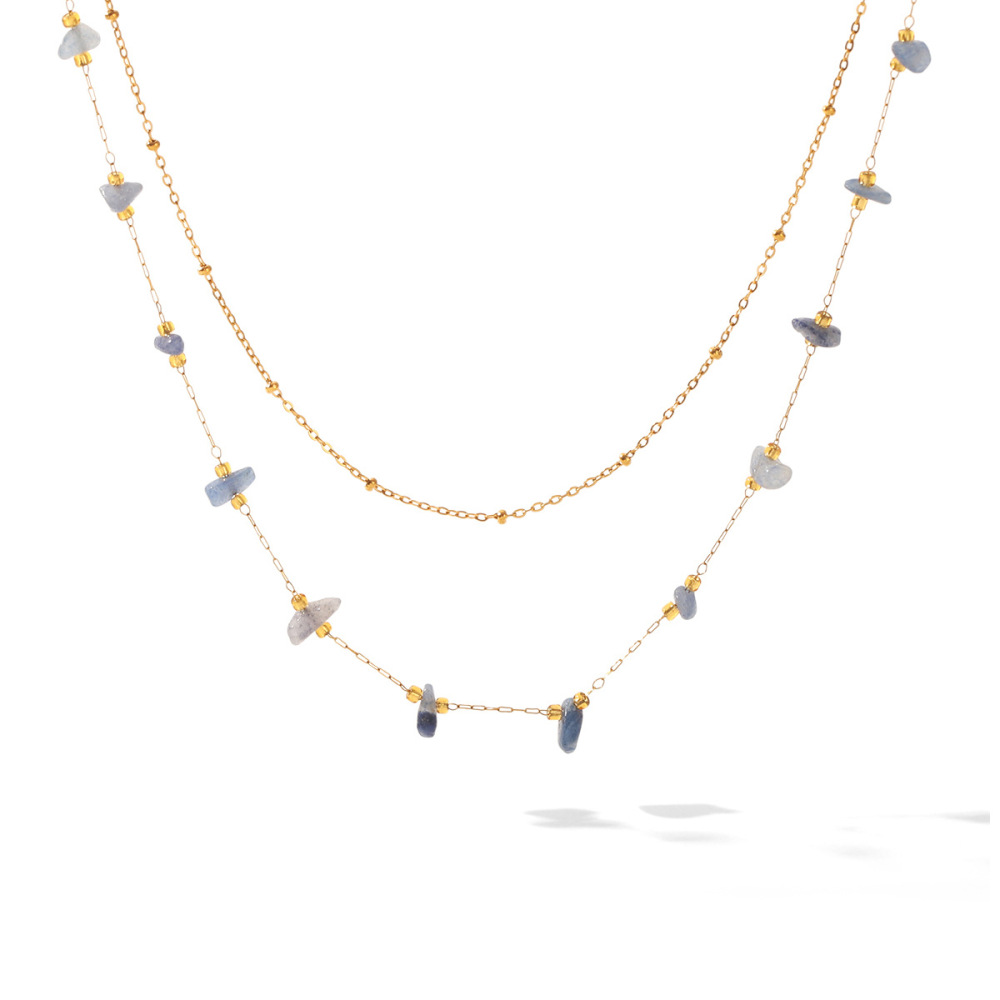 Colliers De Perles Pour Femmes, Collection Simple Series Daily Chain, En Acier Inoxydable, Couleur Or, Étanches, Avec Pierres Naturelles. Image6