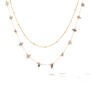 Colliers De Perles Pour Femmes, Collection Simple Series Daily Chain, En Acier Inoxydable, Couleur Or, Étanches, Avec Pierres Naturelles. h5 Image6
