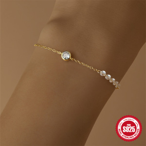 Ensemble De Bijoux Pour Femme En Argent Sterling 925, Orné D'Une Élégante Chaîne Et D'Un Zircon Couleur Or, Dans Une Luxueuse Série S925. h5 Image2