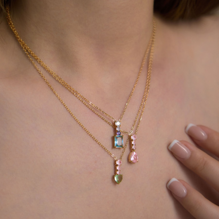 Colliers pendentifs pour femmes en forme de cœur simple, en acier inoxydable étanche, couleur or et zircon. 2