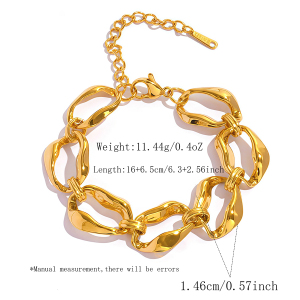 Bracelet Chaîne Femme Simple Series Daily, Forme Irrégulière, En Acier Inoxydable, Étanche, Couleur Or h5