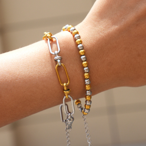 Ensembles De Bracelets Simple Series Daily Shape En Acier Inoxydable Étanche Couleur Or h5 Image5