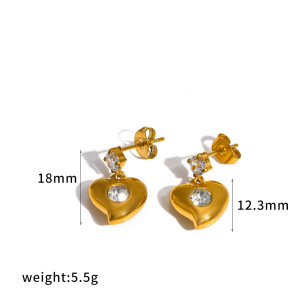 Boucles D'Oreilles Pendantes Pour Femme En Acier Inoxydable, Forme Cœur, Couleur Or, Étanches h5