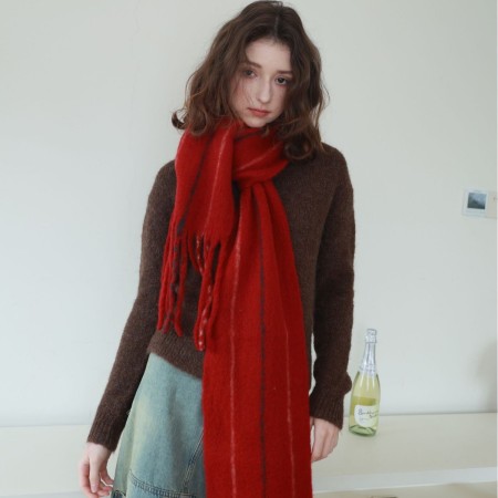 Écharpes d'hiver en laine et polyester, coloris uni, à franges, collection Simple Series Daily