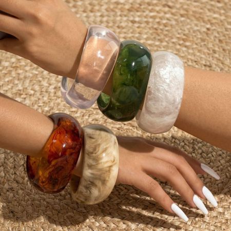 Bracelets pour femmes en résine transparente à dégradé rétro