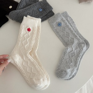 Chaussettes Mi-Mollet Basiques À Rebond Léger, Couleur Unie h5 Image2
