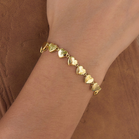 Bracelet chaîne femme en acier inoxydable étanche couleur or avec motif cœur